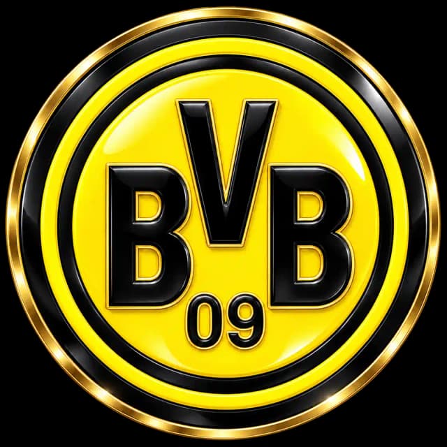 لوگوی باشگاه بروسیا دورتموند با نشان دایره‌ای زرد و مشکی BVB 09 و حاشیه طلایی